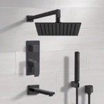 Remer TSH76 Matte Black Tub and Shower System With Rain Shower Head and Hand Shower